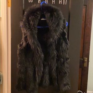 Black faux fur vest